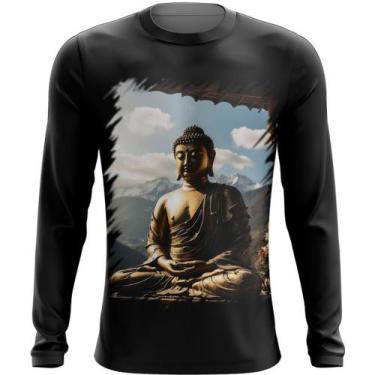 Imagem de Camiseta Manga Longa Estátua de Buda Iluminado Religião 11 - Kasubeck 