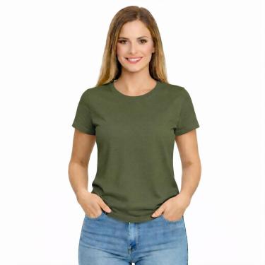 Imagem de Camiseta Feminina Algodão Básica Casual Confortável Dia a Dia-Feminino