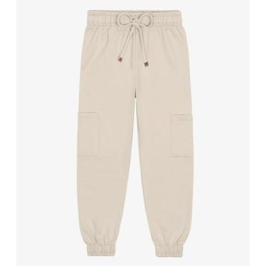 Imagem de Calça Feminina Cargo Moletom Trick Nick Bege, 10, Bege