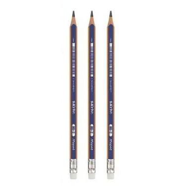 Imagem de Kit 3 Lápis Preto Maped Black Peps HB com Borracha