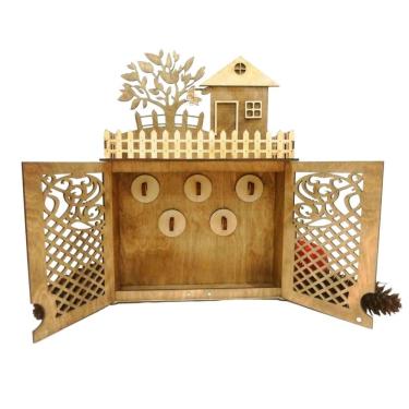 Imagem de Porta Chaves de Parede em MDF Cru 3mm Corte a Laser 26cm X 37cm Amadeirado Lenobre