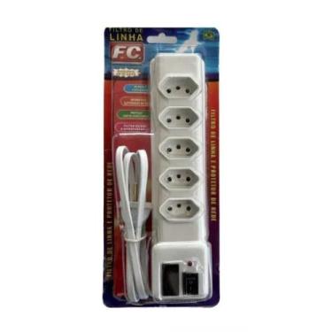 Imagem de Filtro De Linha 5 Tomadas Bivolt 127 220 v Comprimento 1,20 cm Com Fus