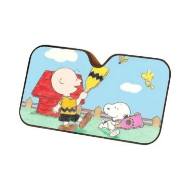 Imagem de Protetor Solar Para Para-brisa De Carro Snoopy Cartoon Com Proteção UV