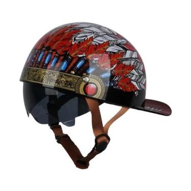 Imagem de Capacete Retro Vintage Aberto Para Adultos, Ideal Para Verão, Motocicl