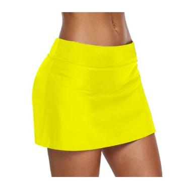 Imagem de Mini Saia Lápis Suplex dia dia casual - Topbrasil Fitnesss, Amarelo, P