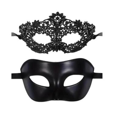 Imagem de Máscaras De Olhos Pretas Unissex Para Fantasia, Máscaras De Meio Rosto