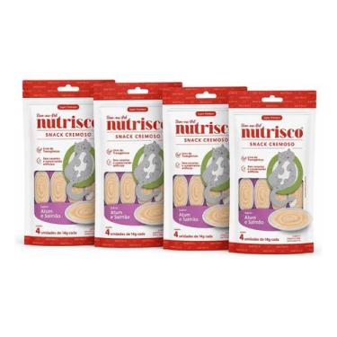 Imagem de 4 Petiscos Cremoso Nutrisco P Gatos Sabor Atum E Salmão 14g