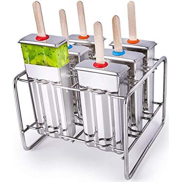 Imagem de AUNMAS Máquina de sorvete faça você mesmo, moldes de picolé de aço inoxidável, moldes de gelo, picolé, reutilizável, fácil de liberar (2#)