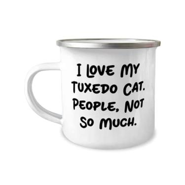 Imagem de Novos presentes para gatos de smoking, I Love My Tuxedo Cat. People, Not So Much, Caneca de camper de 355 ml de amigos