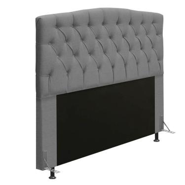 Imagem de Cabeceira Greta Cama Box Queen 160cm Linho Cinza