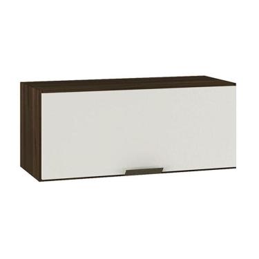 Imagem de Armário Aéreo Basculante Geladeira Flair 80cm 1 Porta Poliman Móveis Nogueira Com Off White