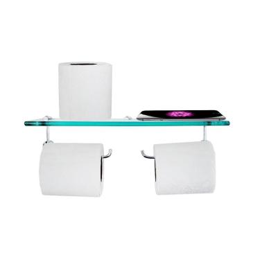 Imagem de Papeleira Dupla Com Suporte De Vidro Incolor