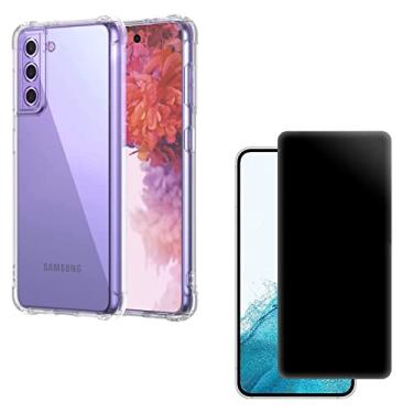 Imagem de Kit Capa Anti Impacto e Película Privacidade Compatível Samsung S21 Plus