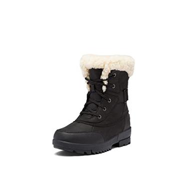 Imagem de SOREL Bota feminina de inverno em couro impermeável – Botas de inverno em couro à prova d'água, Preto, sal marinho, 9.5