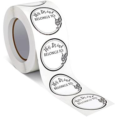 Imagem de Zonon 600 peças de adesivos marcadores de bebida etiquetas em branco Esta bebida pertence ao rolo de adesivo de copo marcador para festa de casamento, 3,8 cm
