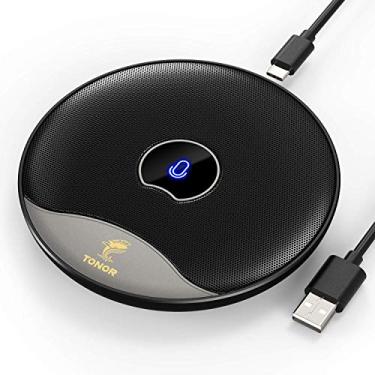 Imagem de TONOR Microfone de conferência USB, microfone condensador omnidirecional de computador de 360° com botão mudo para reunião/aula online, chamada de zoom, bate-papo pelo Skype, Plug & Play (TM20)