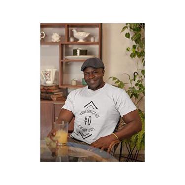 Imagem de Camiseta Estampada A Vida Começa aos 40 Anos Branca Tamanho PP