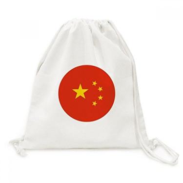 Imagem de Mochila de lona com cordão e símbolo asiático da bandeira nacional da China