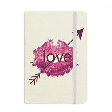 Imagem de Caderno de dia dos namorados rosa com estampa de flecha de amor em tecido com capa dura e diário clássico