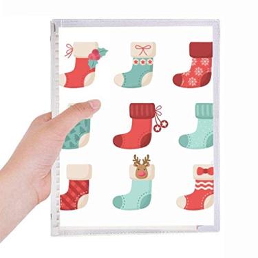 Imagem de Caderno de ilustração de meias coloridas Merry Christmas com folhas soltas, diário recarregável, papelaria