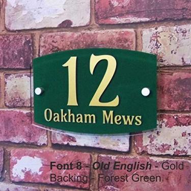 Imagem de Placa do número da casa Personalize a placa do número da casa Placa de nome da propriedade Placa de endereço residencial moderna com efeito de vidro