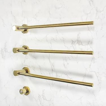 Imagem de Aquecedor De Toalhas Montado Na Parede Elétrica Inteligente Temperatura Constante Toalheiro Térmico 304 Haste de Aço Inoxidável para Banheiro,Gold,568MM