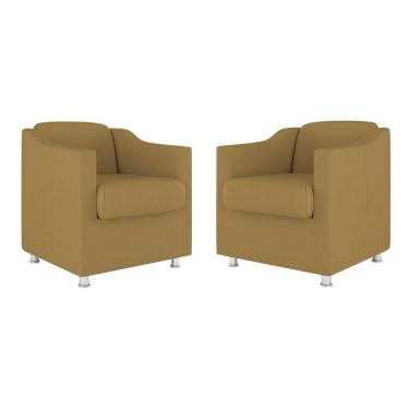 Imagem de Kit 02 Cadeiras Poltronas Decorativas Recepção Clinica Suede Cor:capuccino