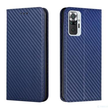 Imagem de Capa de telefone de fibra de carbono de luxo para Xiaomi para Redmi Note 10 10S 9 9A 9C 9S 9T 8 8T 8A 7A 6 7 Pro 5 5A Slot para cartão flip couro, azul, para Redmi Note 6