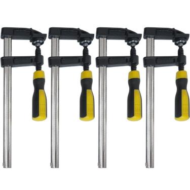 Imagem de Kit 4 Grampos Sargento Tipo F 50 X 200Mm 8 Pol. Marcenaria