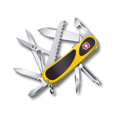 Imagem de Victorinox Canivete suíço Evolution S18 Grip, 15 funções, faca de bolso suíça com lâmina grande, chave de fenda e serra de madeira - amarelo/preto