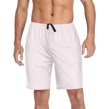 Imagem de CHIFIGNO Calças de pijama masculinas shorts de pijama jogger calças de pijama masculinas com bolsos cordão, Blush de lavanda, M