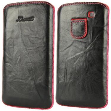 Imagem de LUVVITT Bolsa de couro genuíno para Samsung Galaxy S3 SIII - Preto/Rosa