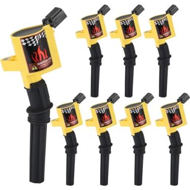 Imagem de CarBole Pacote de 8 bobinas de ignição curvas, 15% mais energia adequada para Ford F-150 F-250 F-350 4.6L 5.4L V8 Crown Victoria Expedition Mercury Mustang Lincoln compatível com DG508 DG457 FD503