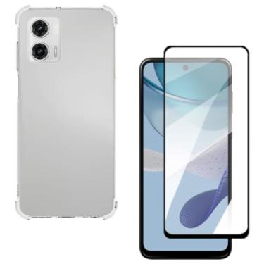 Imagem de Capa Capinha Anti Impacto + Película de Vidro Temperado 3D Compatível Com Moto G53 - (Bluepink)