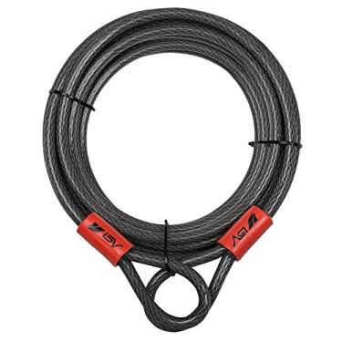 Imagem de BV Cabo de segurança resistente de 30 pés com laços - Cabo de aço trançado resistente a cortes de 10 mm - Versátil e à prova de intempéries - Corrente de segurança para cadeado, trava de corrente