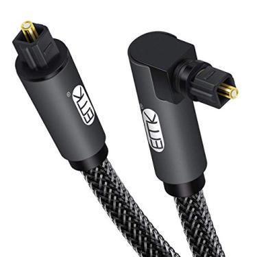 Imagem de EMK Cabo óptico Toslink de 90 graus, cabo de fibra ótica de plugue giratório livre de 360 graus S/PDIF Toslink macho para macho para home theater, barra de som, TV, PS4, Xbox, cinza (3 m)