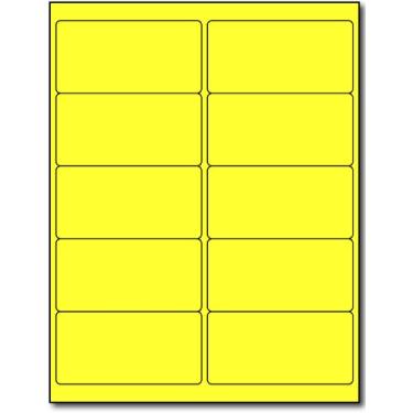 Imagem de Etiquetas de correspondência fluorescentes - 10 x 5 cm amarelo - 10 por folha - Adesivos de endereço de cor neon brilhante para alta visibilidade - Jato de tinta/laser - 25 folhas / 250 etiquetas