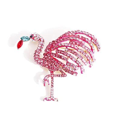 Imagem de Broche e broche de flamingo rosa esmaltado de liga metálica para mulheres amizade, esmalte, na gem