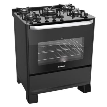 Imagem de SUGGAR FOGÃO BEST GLASS PRETO MESA DE VIDRO 5 BOCAS TRIPLA CHAMA TREMPE EM FERRO FUNDIDO ACENDIMENTO AUTOMÁTICO FGVBG510PT