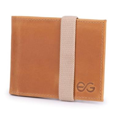 Imagem de Carteira Masculina Slim Pequena Luxo Couro Legítimo Elástico (marrom claro)