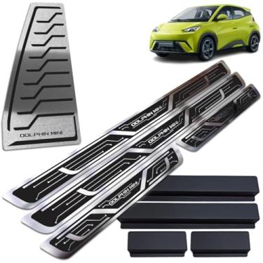 Imagem de Soleiras Aço Inox Dolphin Mini com Descanso e Vinil adesivo Protetor (Preto - Soleiras Inox Polido)