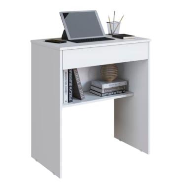 Imagem de Mesa de Escritório para Casa e Escritório com Estante de Livros, Branca