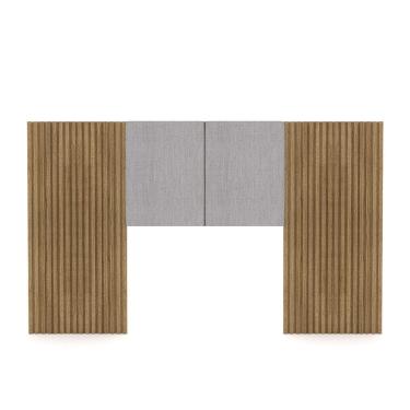 Imagem de Cabeceira Painel Solteiro Ripado Nature e Linho Cinza Sevilha 203 cm - Pallazio