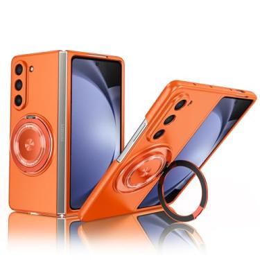 Imagem de YSLBWLE Capa magnética para Galaxy Z Fold 6 com suporte, suporte de anel protetor fino capa militar à prova de choque para Galaxy Z Fold 6 5G laranja 24-zfold6-05