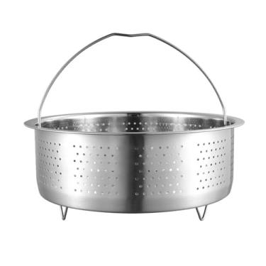 Imagem de Cesta para vaporizador de vegetais, cesta de vaporizador de aço inoxidável com alça, cesta de vaporizador de vegetais, cesta de vaporizador de alimentos, inserção de vaporizador para panela, 21,8 cm