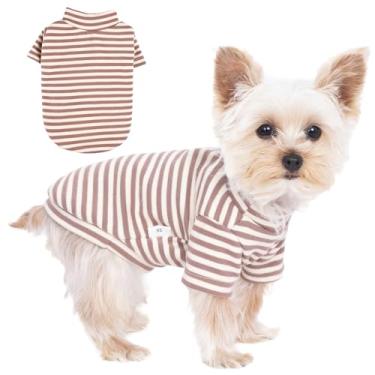 Imagem de PupCorner Camisa listrada para cães pequenos, camiseta macia e elástica de duas pernas para filhotes, gatos, xícara de chá, chihuahua Yorkie, brinquedo Poodle (pequeno)