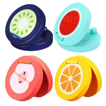 Imagem de YIJU 4Pcs Dedo Castanholas Castanholas de Madeira Auxiliar de Ensino, Brinquedo Educacional Infantil, Claquete de Dedo Desenho Animado Castanholas de