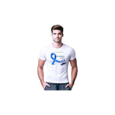 Imagem de Camisetas de Poliester Branca Personalizadas Novembro Azul