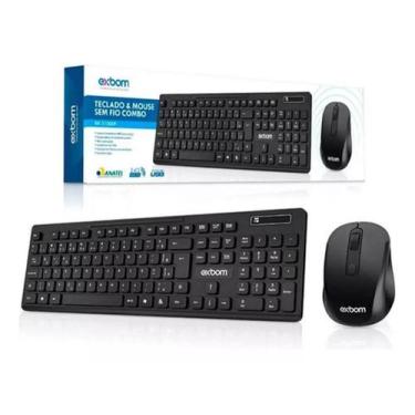 Imagem de Kit Teclado E Mouse Sem Fio Abnt Ii 2.4ghz Bk-s1000f Exbom