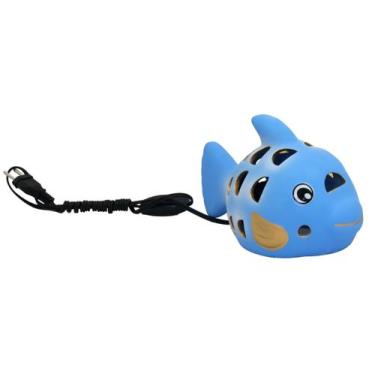 Imagem de Luminaria artesanal retrô cerâmica Peixe Azul - Jota Iluminação Ind e 